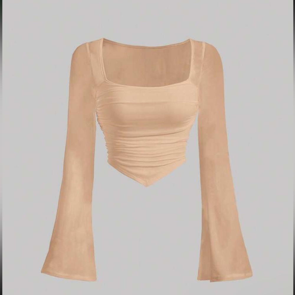 SHEIN Ruched Long Sleeve Crop Top